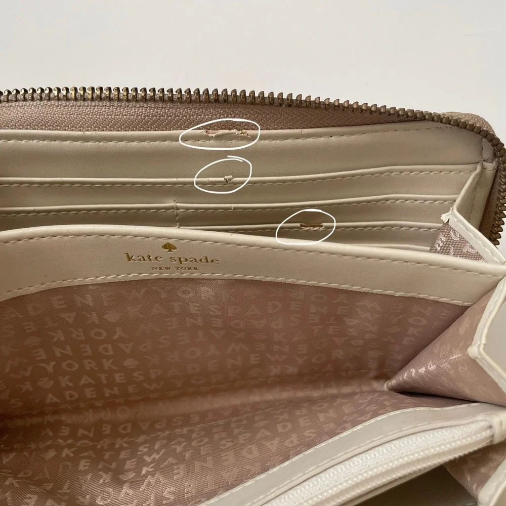 Kate Spade New York Neda Signature Stucco Canvas Zip Around Beige Wallet